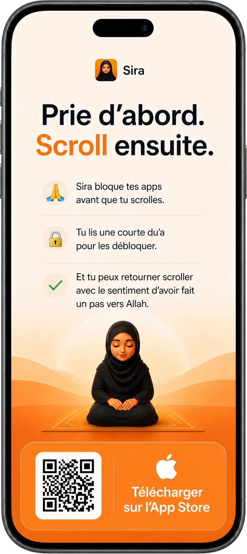 Aperçu de l'app Sira sur iPhone.